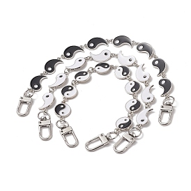 Alloy Enamel Yin Yang Link Chain Bag Extender Chains, with Alloy Swivel Clasps