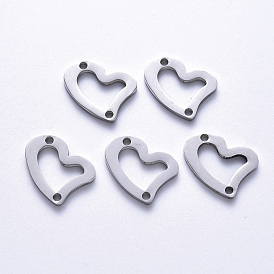 201 Stainless Steel Links Connectors, Laser Cut, Heart