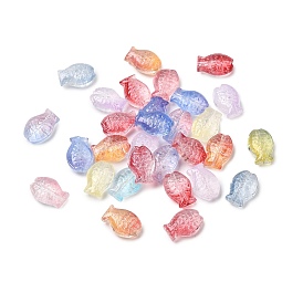 Спрей окрашены прозрачные стеклянные бусины, рыба, окрашенная и подогревом