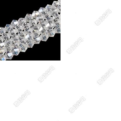 100 Stück transparente galvanisierte Glasperlen, ab Farbe plattiert, facettiert, Doppelkegel
