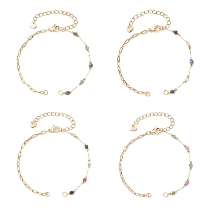 316 Изготовление браслета из круглых граненых бусин из нержавеющей стали и 304 браслета из скрепки из нержавеющей стали, золотые