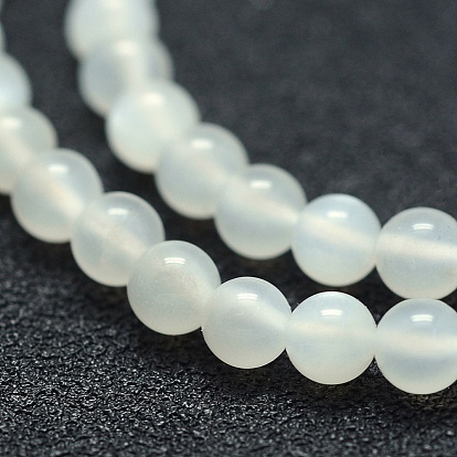 Natural White Moonstone Beads Strands, Grade A, Round