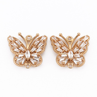 Соединители из латуни с микропаве и кубическим цирконием, долговечный, бабочка, золотой свет
