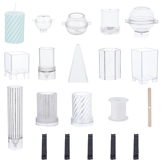 12Pcs 12 Style Plastic Candle Molds, for Candle Making Tools, Mixed Shapes