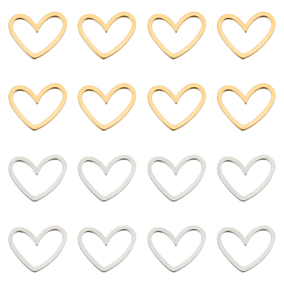 32шт. 2 цвета 201 соединительные кольца из нержавеющей стали, лазерная резка, асимметричное сердце