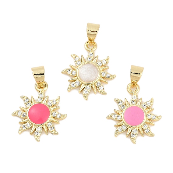 Латунные микро проложить кубического циркония подвески, с эмалью, талисманы солнечных лучей, без свинца и без кадмия, долговечный, стойки покрытие