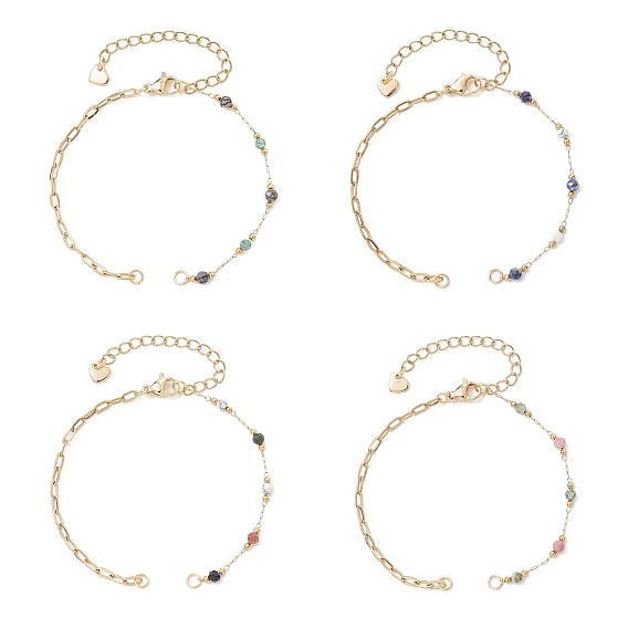 316 Изготовление браслета из круглых граненых бусин из нержавеющей стали и 304 браслета из скрепки из нержавеющей стали, золотые