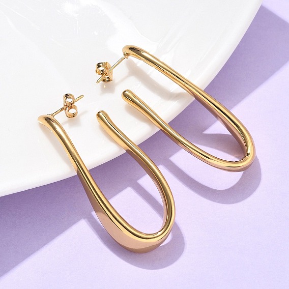 304 U-образные серьги-гвоздики из нержавеющей стали, ионное покрытие (ip)