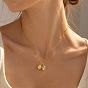 Brass Pave Clear Cubic Zirconia Double Round Ball Pendant Necklaces for Women