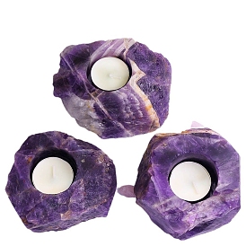 Natural Amethyst Candle Holders, Reiki Energy Stone Candlestick for Home Decoration