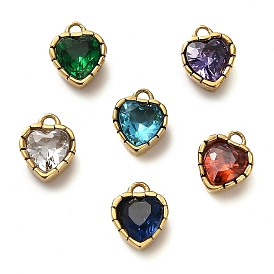 304 подвески из нержавеющей стали, с кубического циркония, сердце