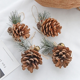 Christmas Theme Wooden Pine Cone Pendant Decorations, for Christmas Trees Hanging Decorations