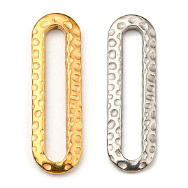 304 Stainless Steel Linking Rings, Hammered, Oval