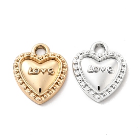 UV Plating Alloy Pendants, Heart with Word Love Charms