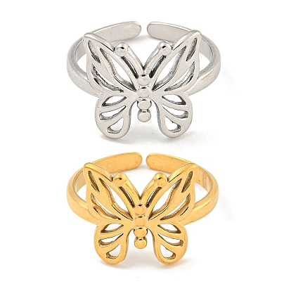 Ионное покрытие (IP) 304 кольцо-бабочка из нержавеющей стали с открытой манжетой для женщин