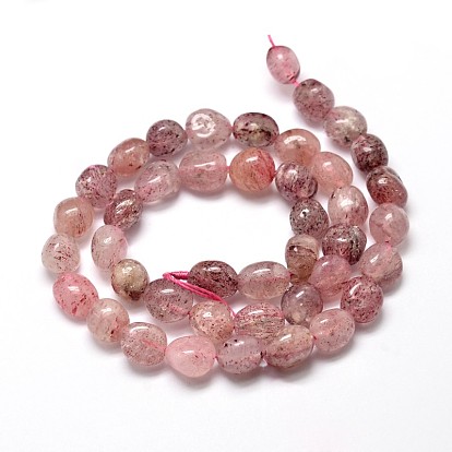 Natural Strawberry Quartz Gemstone Nuggets Bead Strands, Tumbled Stone, 9~12x8~13x5~7mm, Hole: 1mm, about 15.3 inch ~15.7 inch