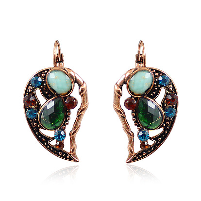 Exaggerated European and American Heart-shaped Diamond Earrings with Creative Handmade Colorful Rhinestone Jewelry