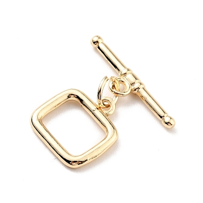 Rack Plating Brass Toggle Clasps, Cadmium Free & Lead Free, Long-Lasting Plated, Rectangle