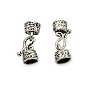 Brass S-Hook Clasps, with Cord Ends, Nickel Free, 23x8x5mm, Hole: 4x6mm, Cord End: about 10x8mm