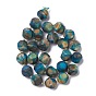 Natural Tiger Eye Beads Strands, Dyed & Heated, Frosted, with Seed Beads, Six Sided Celestial Dice