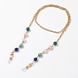 Eyeglasses Chains, Neck Strap for Eyeglasses, with Acrylic Round Beads, 304 Stainless Steel Lobster Claw Clasps, Alloy Beads, Aluminium Cable Chains and Rubber Loop Ends, Colorful