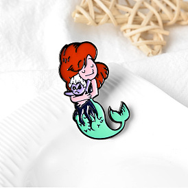 Эмалированный значок с изображением русалки, ювелирные аксессуары
