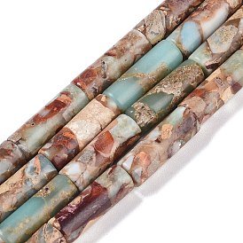 Brins de perles synthétiques aqua terra jasper, colonne