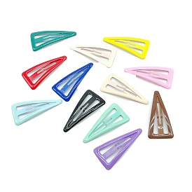 Solid Color Metal Enamel Snap Hair Clips, Hair Accessories for Girls, Triangle