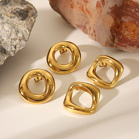 Простые 304 серьги-гвоздики из нержавеющей стали, золотые