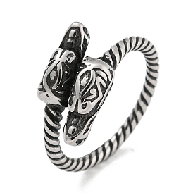 304 Stainless Steel Open Rings, Dragon