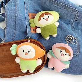 Cute Fruit Plush Cotton Doll Pendant Keychain, Pendant Decorations with Alloy Findings