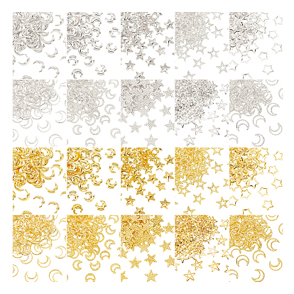 1400шт 20 стиль латунные кабошоны, аксессуары для украшения ногтей для женщин, Луна и звезды