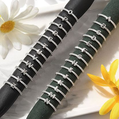 S925 регулируемые кольца с буквами из стерлингового серебра для женщин, с микро проложить кубического циркония