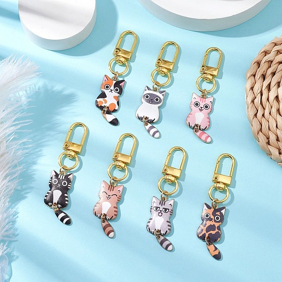 Украшение подвески из эмали из сплава кошки, Поворотные застежки-брелки для украшения сумок