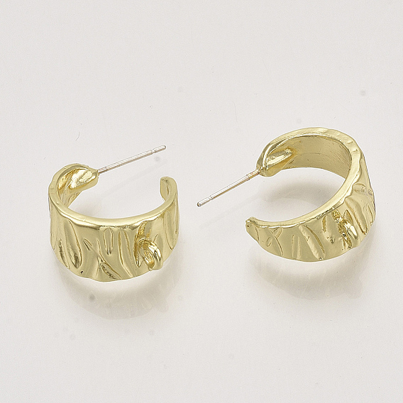 Alloy Stud Earring Findings, Half Hoop Earrings, with Loop