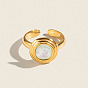 304 Открытые кольца для манжеты из нержавеющей стали и смолы, круглый/прямоугольный, широкая полоса кольца, реальный 18 k позолоченный