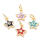 Латунь эмаль подвески, без кадмия и без свинца, долговечный, звезда, реальный 18 k позолоченный