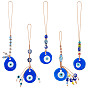 5шт 5 стиль ручной работы стеклянные подвески от сглаза украшения, с бусинами сплава, полиэфирного корда