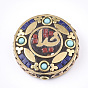 Handmade Indonesia Beads, with Brass Findings, Flat Round, Golden