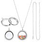 Набор для самостоятельного изготовления ожерелья с фотографией, включая 304 колье-цепочку из нержавеющей стали и плоские круглые подвески-медальоны