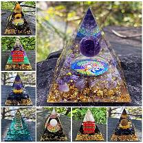Resin Display Decoration, with Gemstone, for Home Decoration, Pyramid
