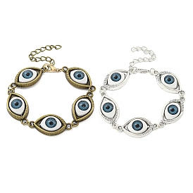 Retro Eye Alloy & Resin Link Bracelets for Women