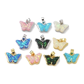 Стойки обшивки латунные подвески, с имитацией опала из смолы и блестками, долговечный, без свинца и без кадмия, бабочка