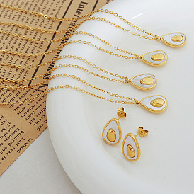 Avocado Egg Shape Necklace Earrings Jewelry Set - Year Personality, Design Sense.