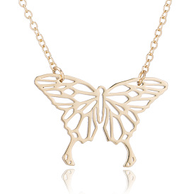 Chic Hollow Butterfly Necklace for Women - Minimalist Lock Collarbone Chain with Harajuku Campus Style Design Jewelry