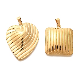 Вакуумное покрытие pvd 304 подвески из нержавеющей стали, реальный 18 k позолоченный, подвеска в виде сердца/квадрата