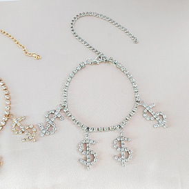 Знак доллара сплав кристалл горный хрусталь подвески браслеты на ногу для женщин