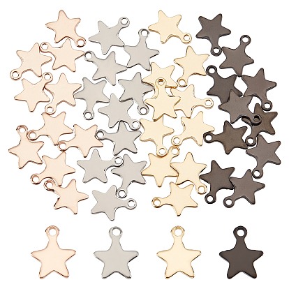 40 pcs 4 colores 304 dijes de acero inoxidable, estrella
