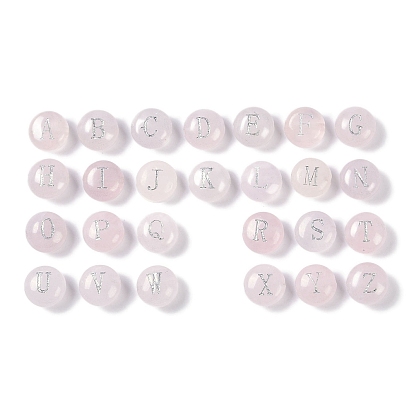 Природного розового кварца бусы, рондель с письмом