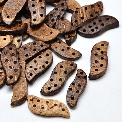 Coconut Wavy Links, 29~31x10~11x4~6mm, Hole: 2mm